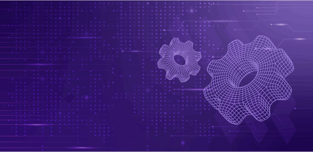 Background image branded in SourceRE purple with gears suggestive of a developers sandbox